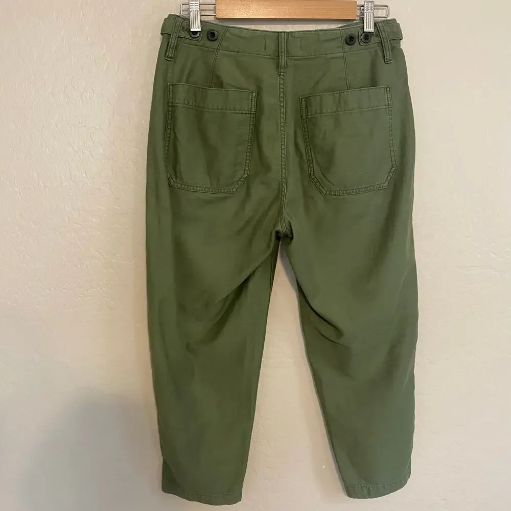 Madewell Griff Tapered Fatigue Pants Womens Size 26P Green 100% Cotton Normcore - Picture 2 of 5
